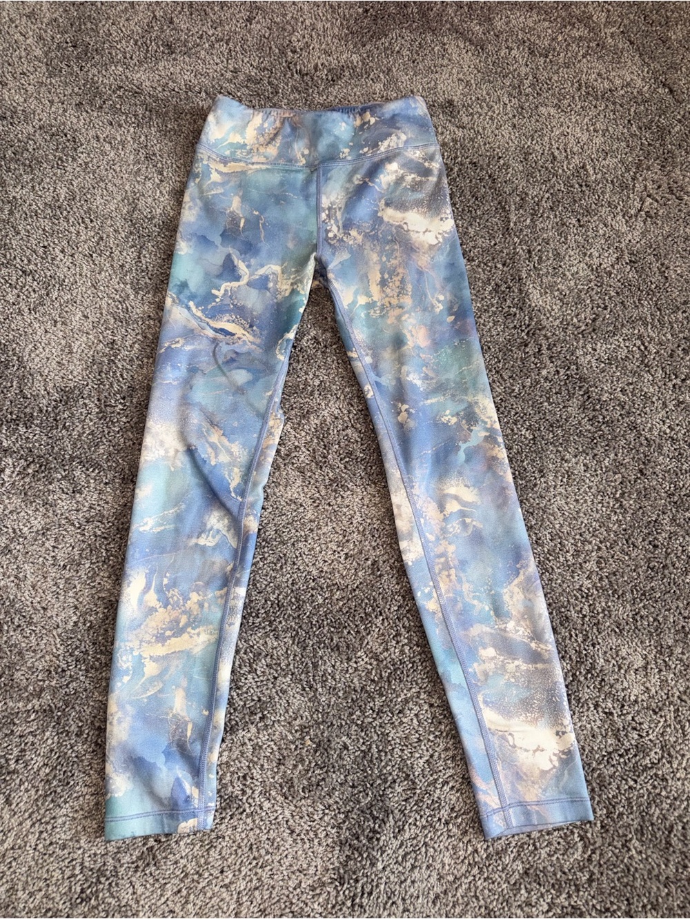 Athleta Girl High Rise Chit Chat Tight leggings in a marbled blue cloud print